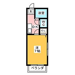 ヴィブレ平和 2階1Kの間取り