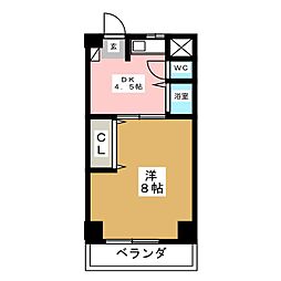 パティオ新栄 3階1DKの間取り