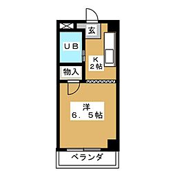 昌桂ビル 3階1Kの間取り