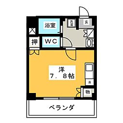 パークハイム鶴舞 5階ワンルームの間取り
