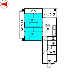 福信ビル 7階2DKの間取り