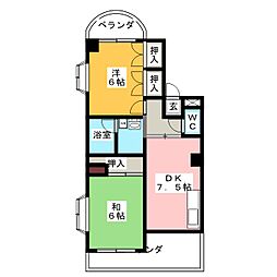 プチロワイヤルサトウ 5階2DKの間取り