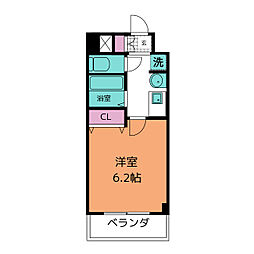 プレサンス久屋大通公園サウス 9階1Kの間取り