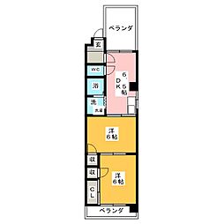 右近第1ビル 5階2DKの間取り