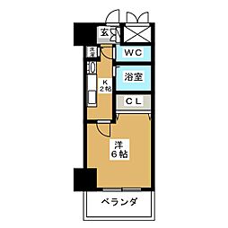 プレサンス新栄リミックス 8階ワンルームの間取り