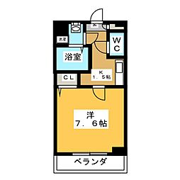 サニーウェル21 3階1Kの間取り