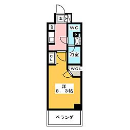 パークアクシス名古屋山王 7階1Kの間取り