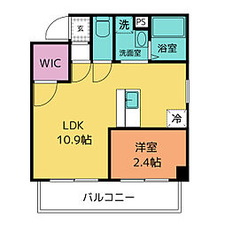 アーバンポイント富士見 9階1LDKの間取り