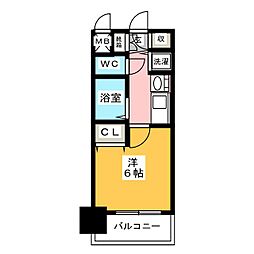 プレサンス鶴舞駅前ブリリアント 10階1Kの間取り