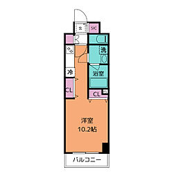レジーナ鶴舞 7階ワンルームの間取り