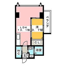 サン・アルティア鶴舞 2階1LDKの間取り