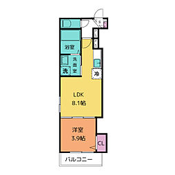 フォーシーズンズ川名 1階1LDKの間取り