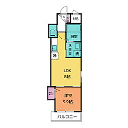 フォーシーズンズ川名 1階1LDKの間取り