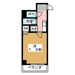 シティーライフ正木 4階1Kの間取り