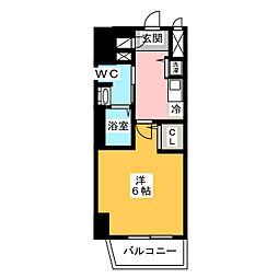 プレサンス鶴舞グリーンパーク 12階ワンルームの間取り