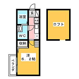 プランタン白金 1Kの間取図画像