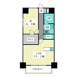ムーランマグノリア 6階1LDKの間取り