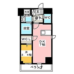 エステムコート名古屋新栄IIアリーナ 7階1DKの間取り
