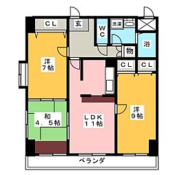 ロイヤルメゾン林 3階3LDKの間取り