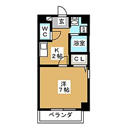 メゾンヴェール渡辺 1Kの間取図画像