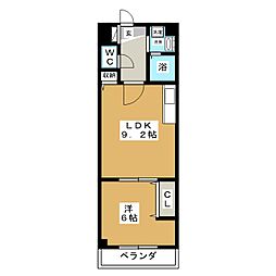 パレスＴ新栄 3階1LDKの間取り