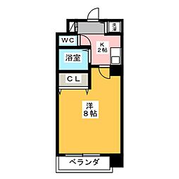 LUMINOUS TSURUMAKOEN 4階1Kの間取り