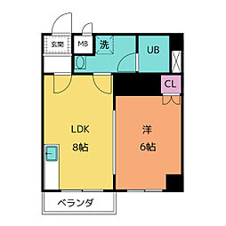 中京第3ビル 5階1LDKの間取り