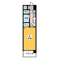 クレアール市川 2階1Kの間取り