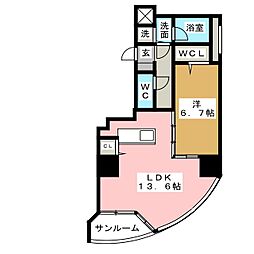 プロシード金山2 1LDKの間取図画像