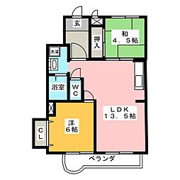 滝子アネックス 4階2LDKの間取り