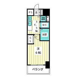 プレサンスＳＡＫＡＥリバースタイル 4階1Kの間取り