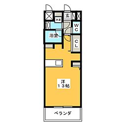 プレミアムコート大須 3階ワンルームの間取り