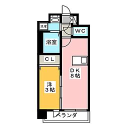 メイクス矢場町 12階1DKの間取り