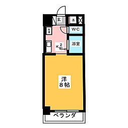 第7フクマルビル 5階ワンルームの間取り