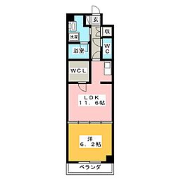 ＢＰＲレジデンス金山 4階1LDKの間取り