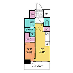 エステムコート名古屋上前津 1DKの間取図画像