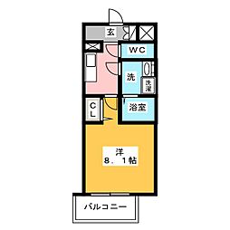 エスリード名古屋東別院 9階1Kの間取り