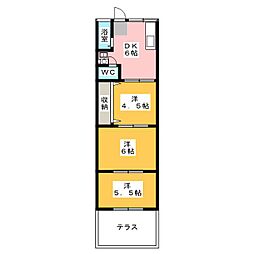 コーポ高砂 2階3DKの間取り