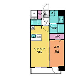 ディアレイシャス矢場町 14階1LDKの間取り