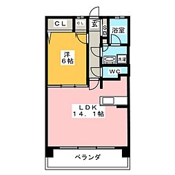 上前津ライズ 14階1LDKの間取り
