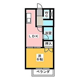 bespoke鶴舞 3階1DKの間取り