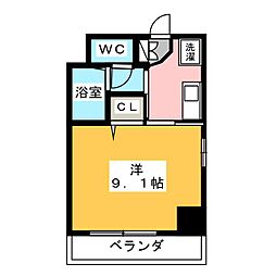 アビタシオン鶴舞 4階1Kの間取り