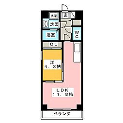 S-FORT鶴舞cube 1LDKの間取図画像