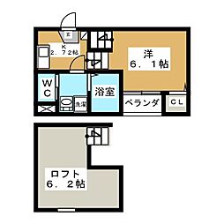 アジュール鶴舞 1Kの間取図画像