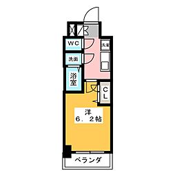 メイクス矢場町2 1Kの間取図画像