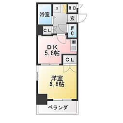 シャンポール大須 1DKの間取図画像