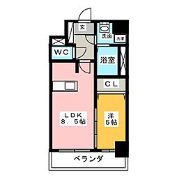 アステリ鶴舞テーセラ 1LDKの間取図画像