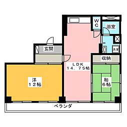 IBハイネス鶴舞 2LDKの間取図画像