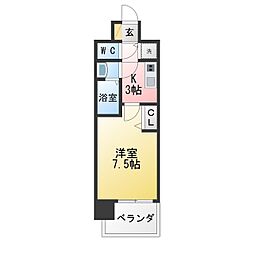 プレサンス大須観音 1Kの間取図画像