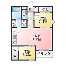 REGALEST serene鶴舞 2LDKの間取図画像